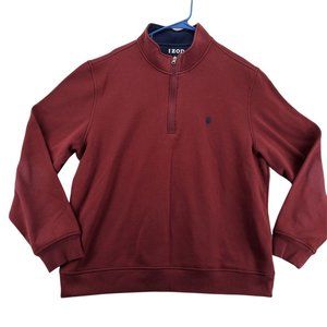 IZOD Sweatshirt Men's Long Sleeve High Neck Quarter Zipper Pullover Red 2XL